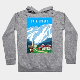 Switzerland, Alps - Retro travel minimalistic poster Hoodie